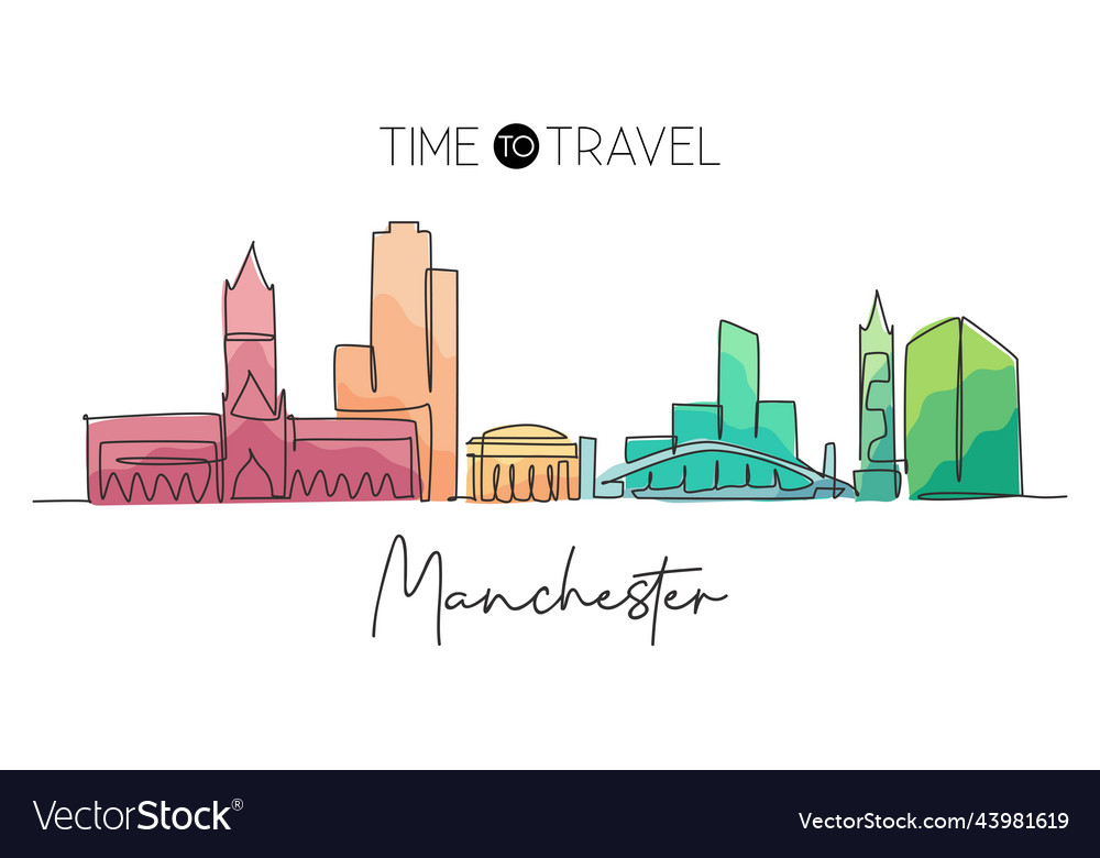 One single line drawing of manchester city Vector Image