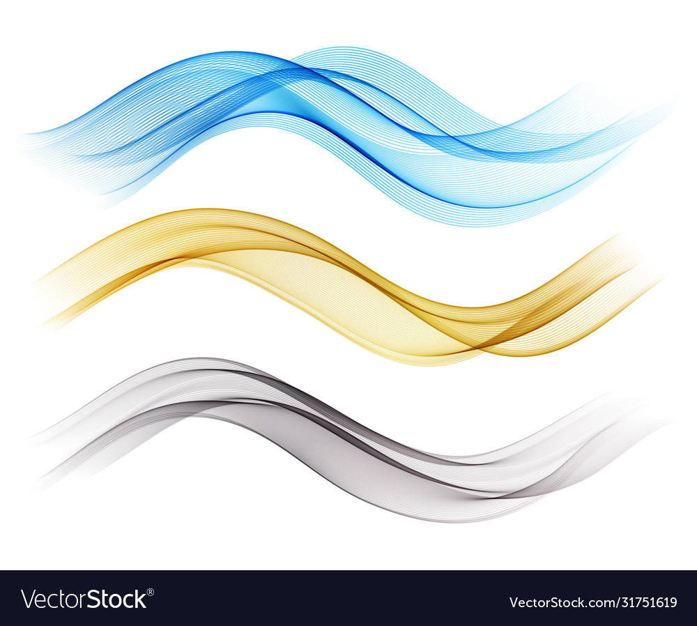 Set color abstract wave design element vector image Set color abstract wave design element
