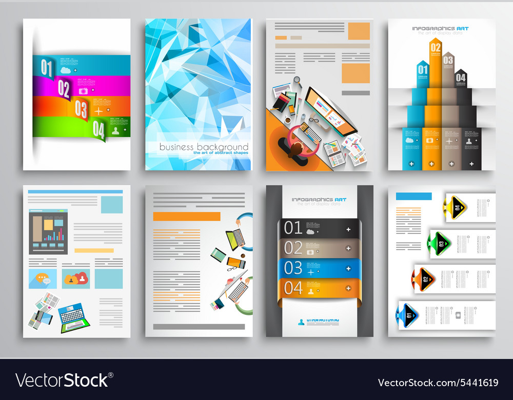 Set of infographics flyer and brochure designs Vector Image