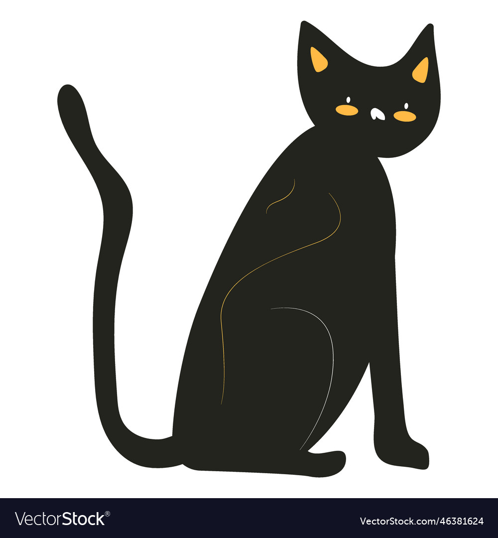 Black cat icon flat Royalty Free Vector Image - VectorStock