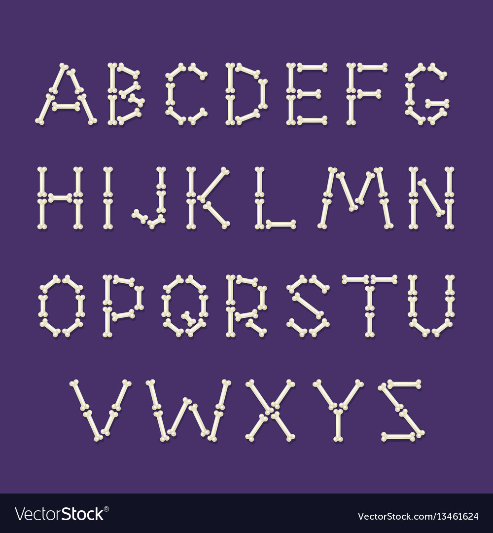 Bones alphabet Royalty Free Vector Image VectorStock