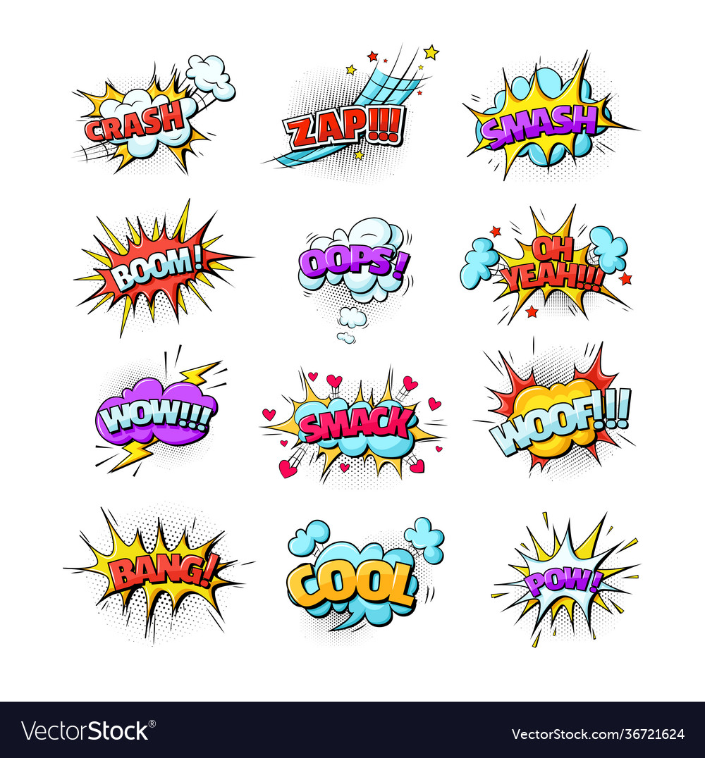 Free Vector  Roar pop art comic speech bubbles book sound effects