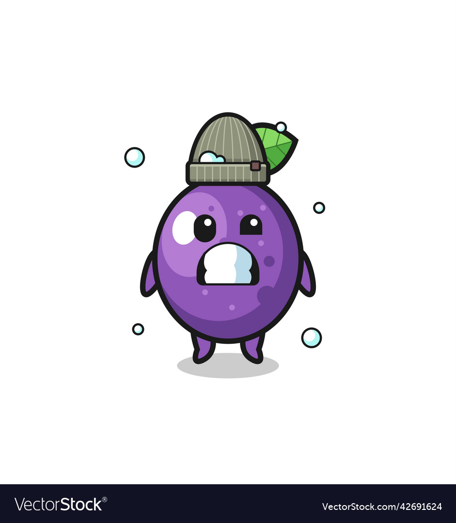 Cute Cartoon Passion Fruit With Shivering Vector Image