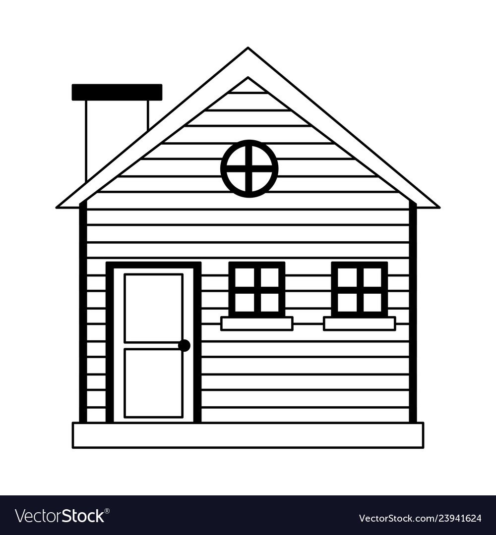 House real estate cartoon isolated black and white