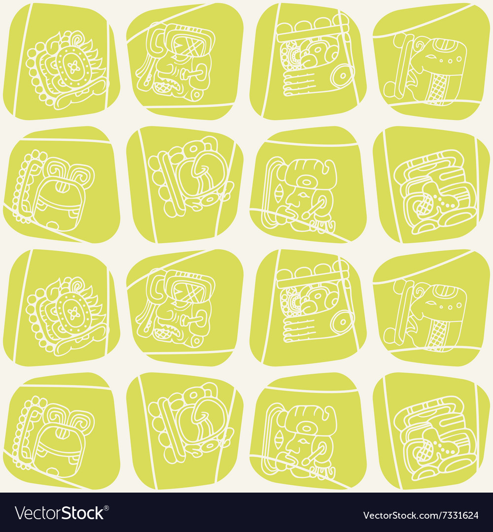Seamless background with glyphs of the maya Vector Image