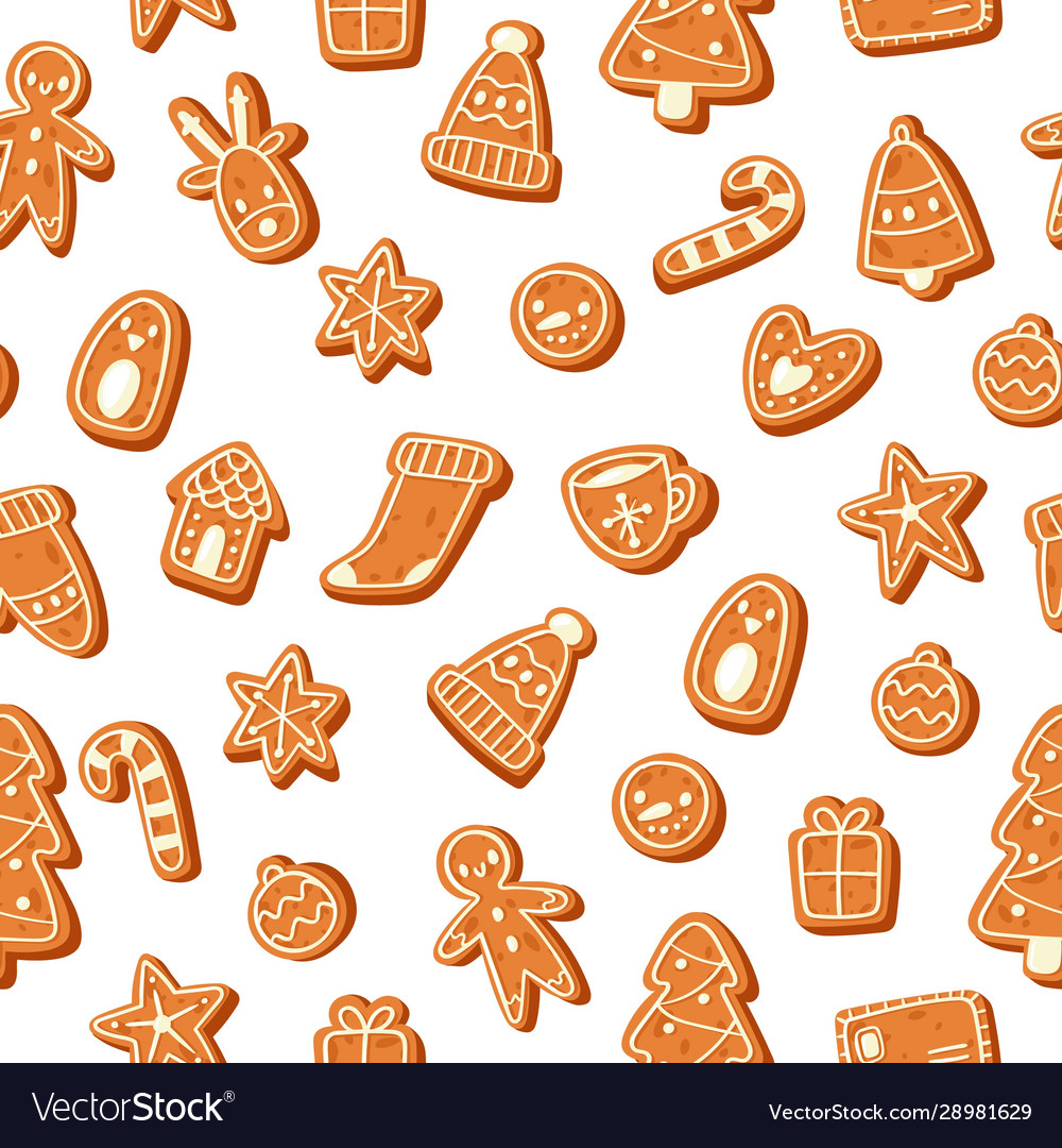 Christmas gingerbread cookies seamless vector image Christmas gingerbread cookies seamless