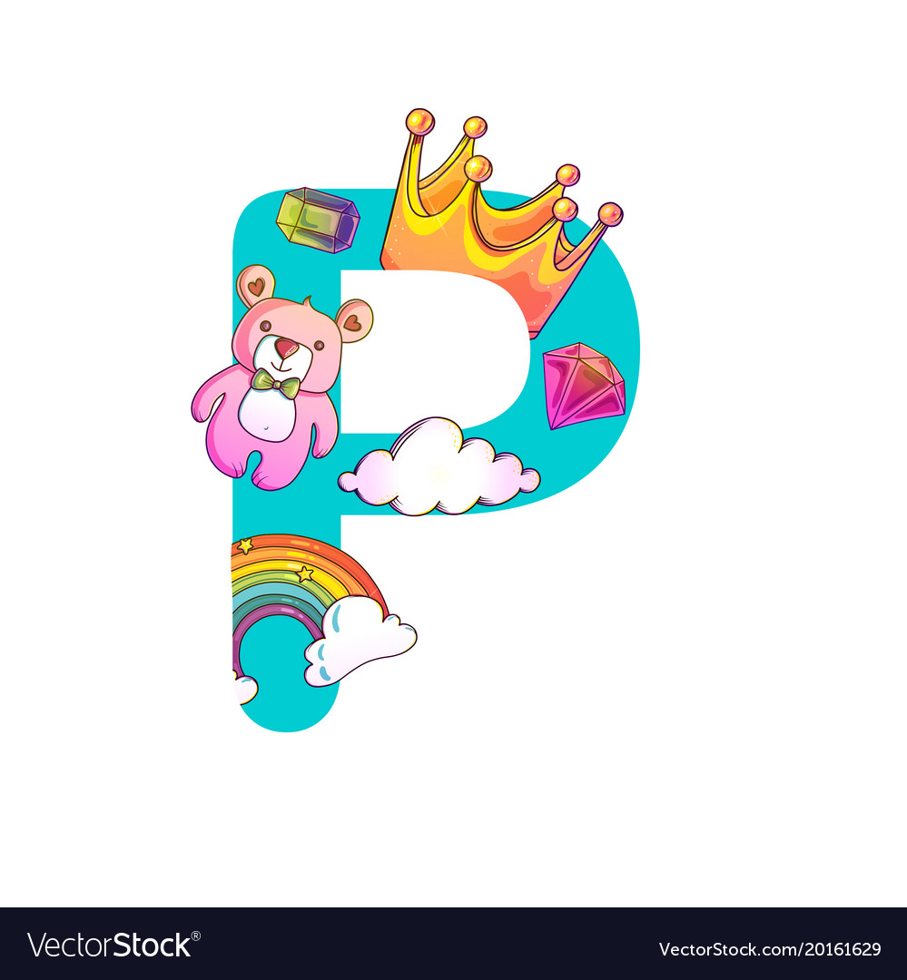 Cute Magic Letter P Royalty Free Vector Image Vectorstock