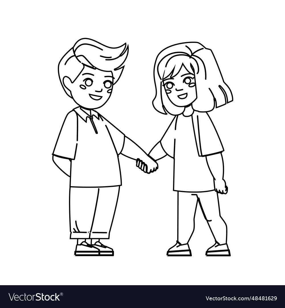 Kid couple friendship Royalty Free Vector Image