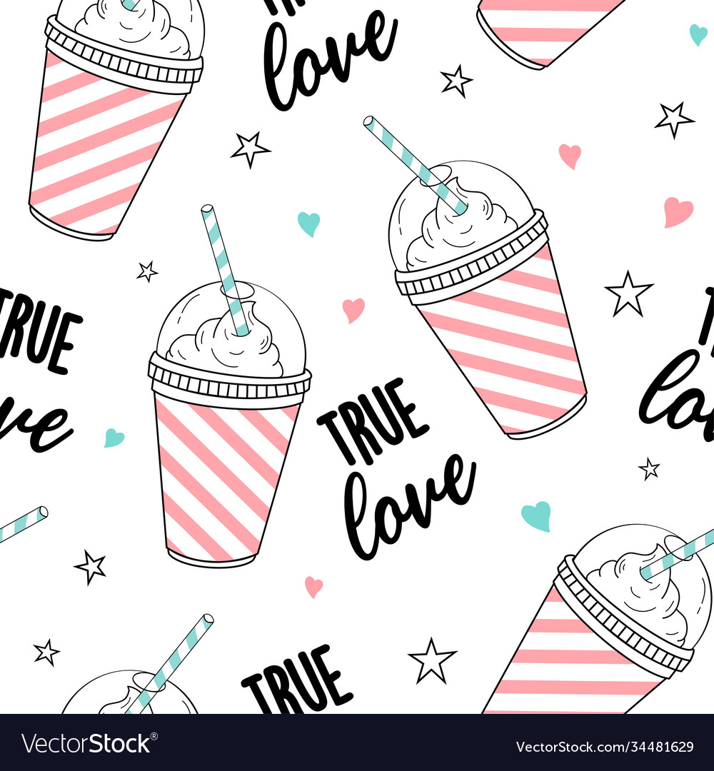 Milkshake true love lettering seamless ha