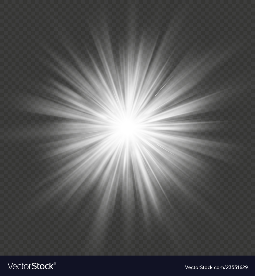 White Glow Star Burst Flare Explosion Transparent Vector Image