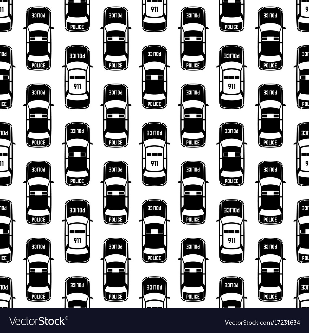 Black and white police cars seamless pattern Vector Image