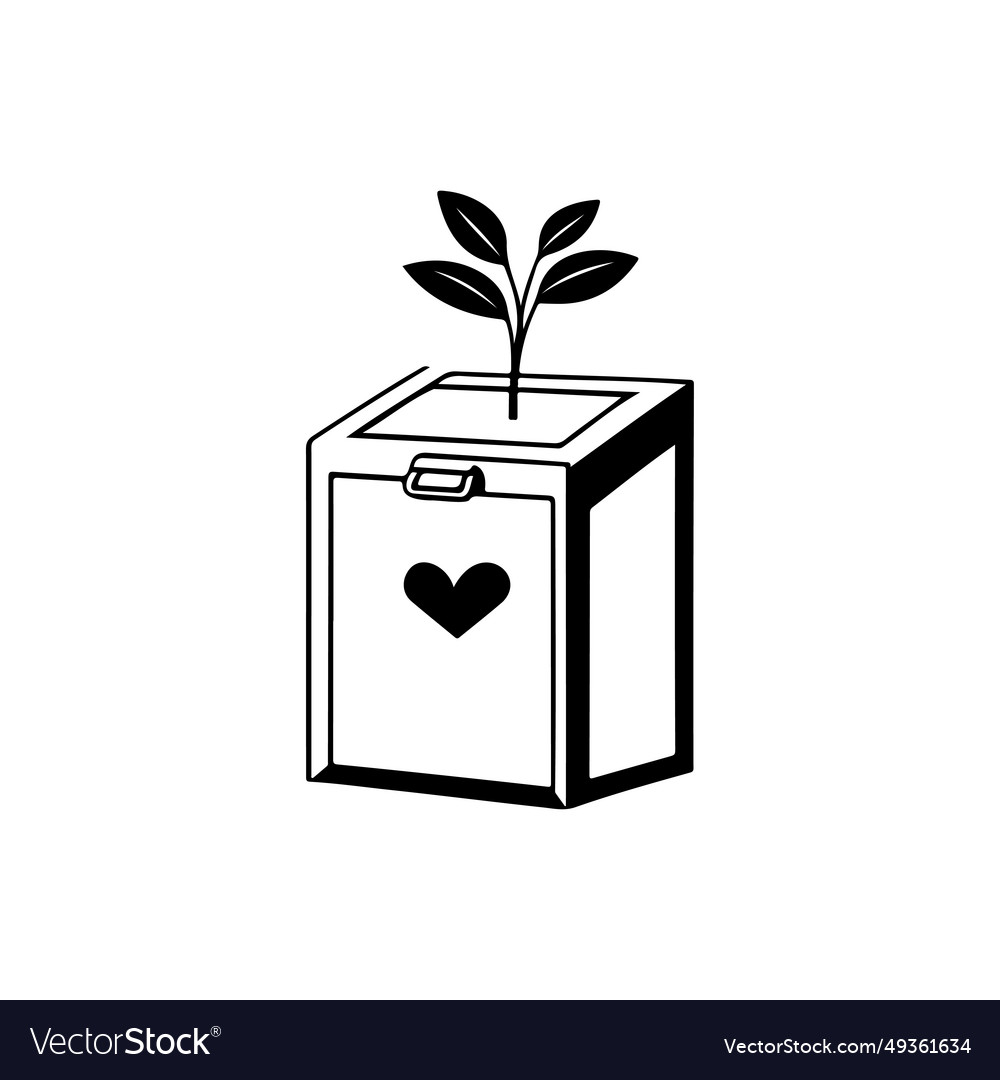 Box charity icon hand draw black colour Royalty Free Vector