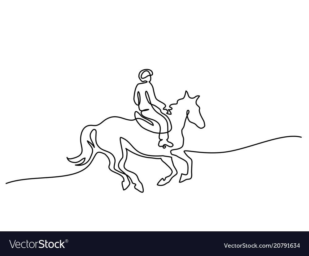 Continuous one line drawing horse logo Royalty Free Vector