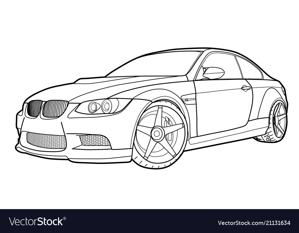 Draw Of A Flat Sport Car With Black Lines