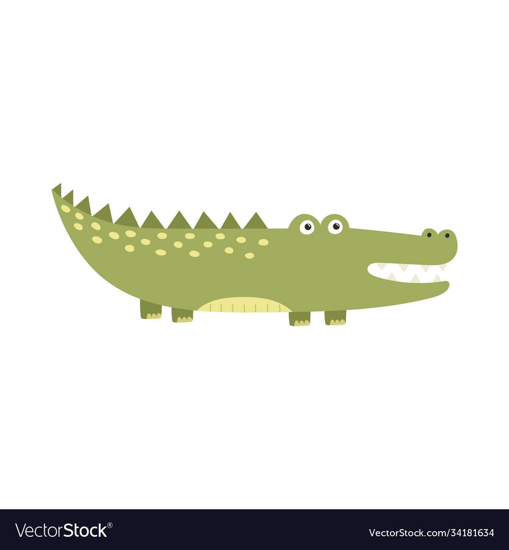 Funny alligator isolated element for kids design Vector Image