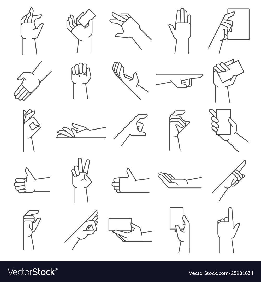 Line hand gestures pointing gesture hold in Vector Image