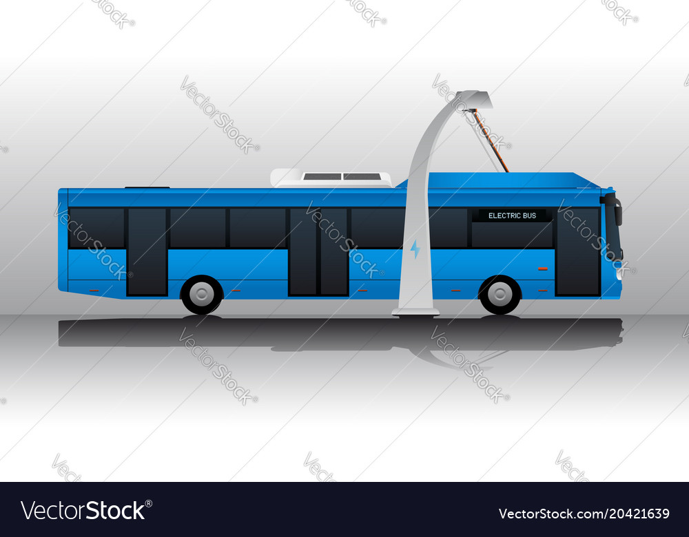 Blue electric bus Royalty Free Vector Image - VectorStock