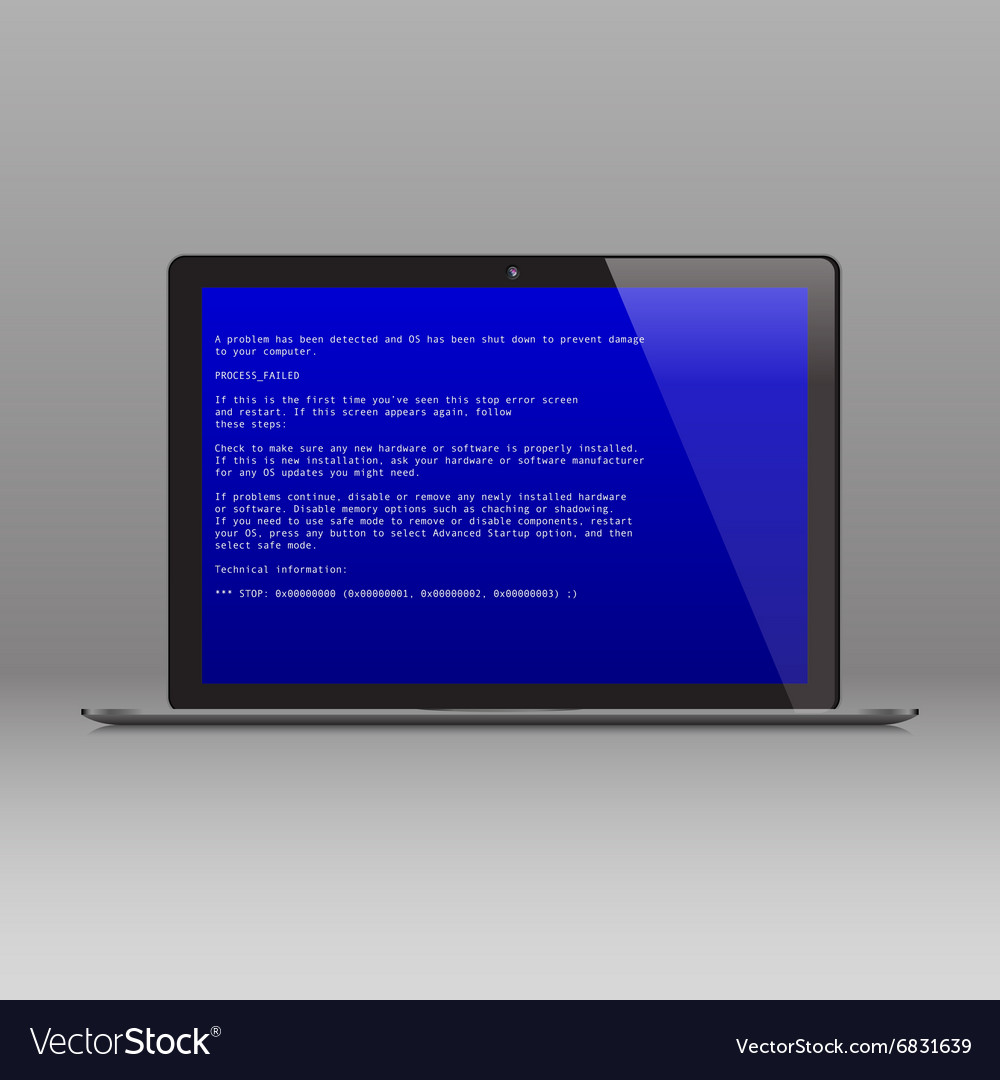 Business Laptop With Os Critical Error Message Vector Image