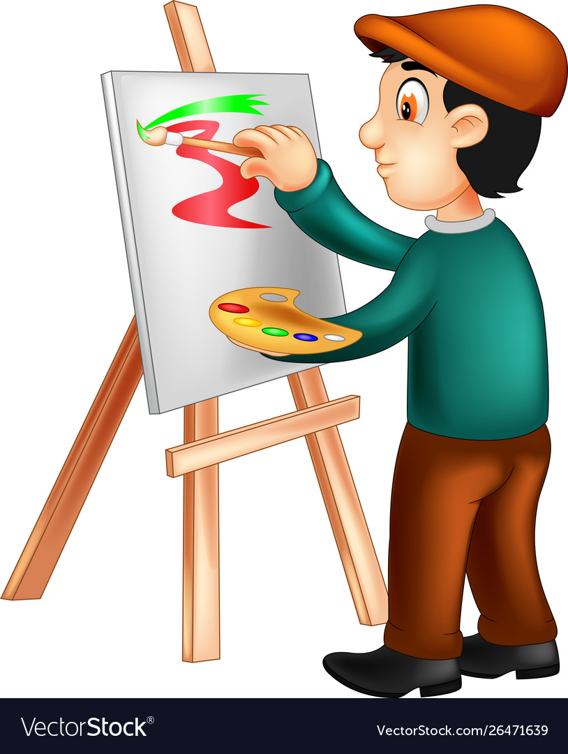 Funny painter cartoon Royalty Free Vector Image