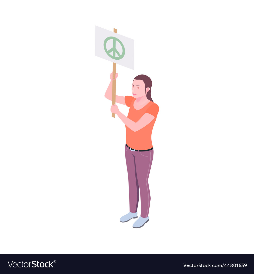 Isometric woman activist vector image Isometric woman activist