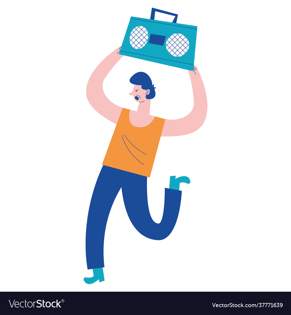 Man lifting bombox Royalty Free Vector Image - VectorStock