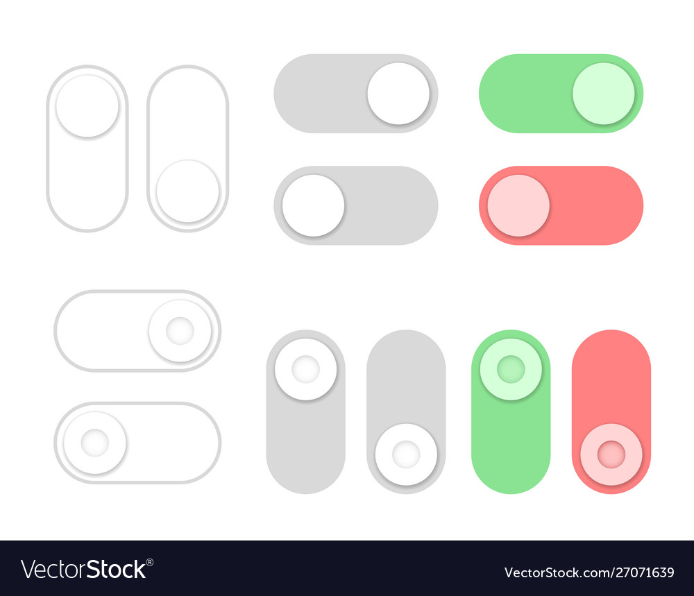 On and off toggle switch buttons set flat style Vector Image