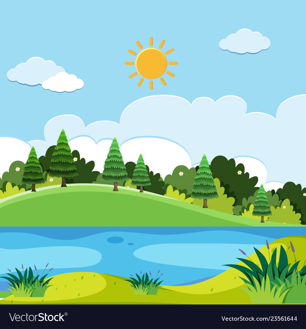 A flat nature landscape Royalty Free Vector Image