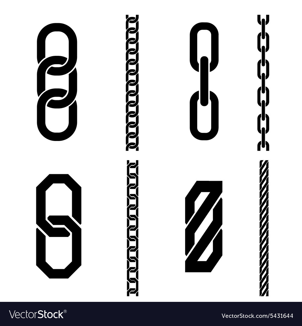 Chain parts icons and patterns Royalty Free Vector Image