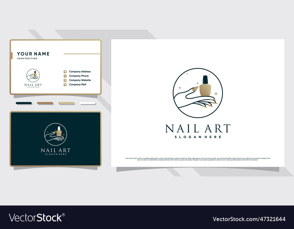 Nail art logo with circle concept and business Vector Image
