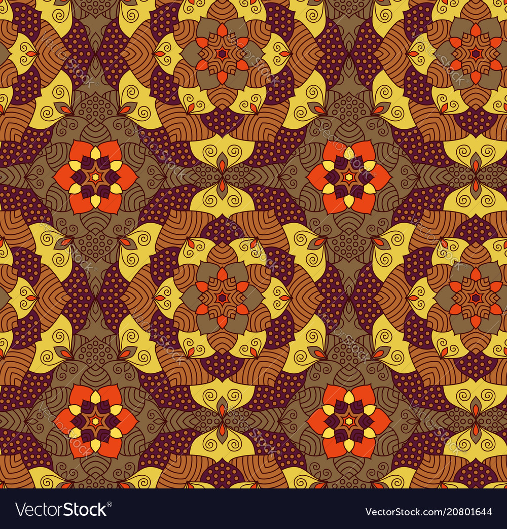 Seamless hand drawn mandala patternvintage Vector Image