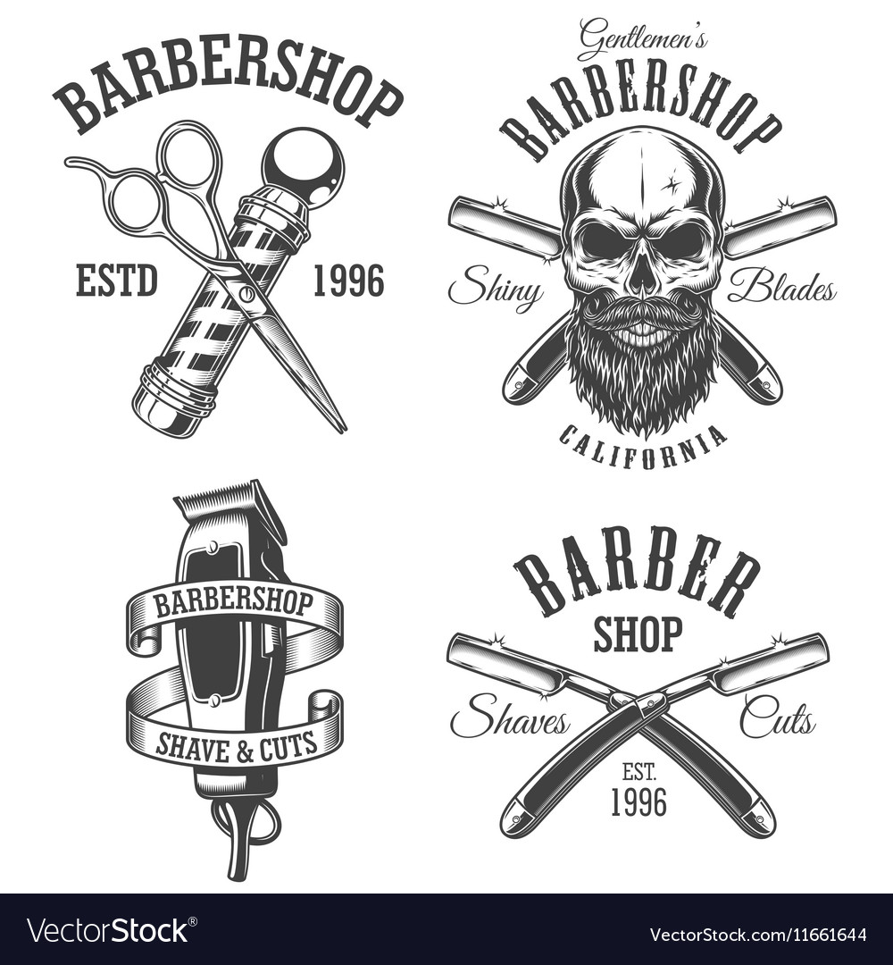 Set of vintage barbershop emblems Royalty Free Vector Image