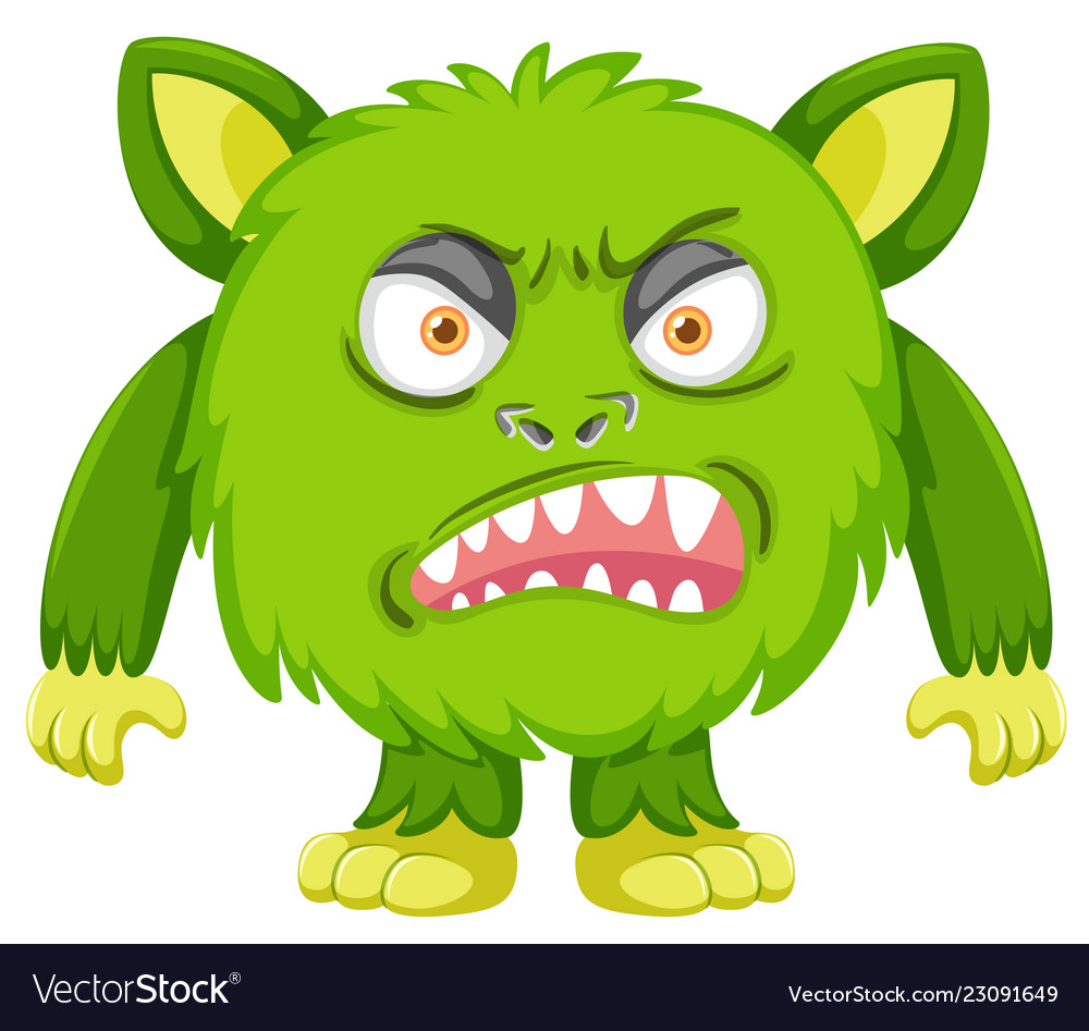 A green angry monster Royalty Free Vector Image