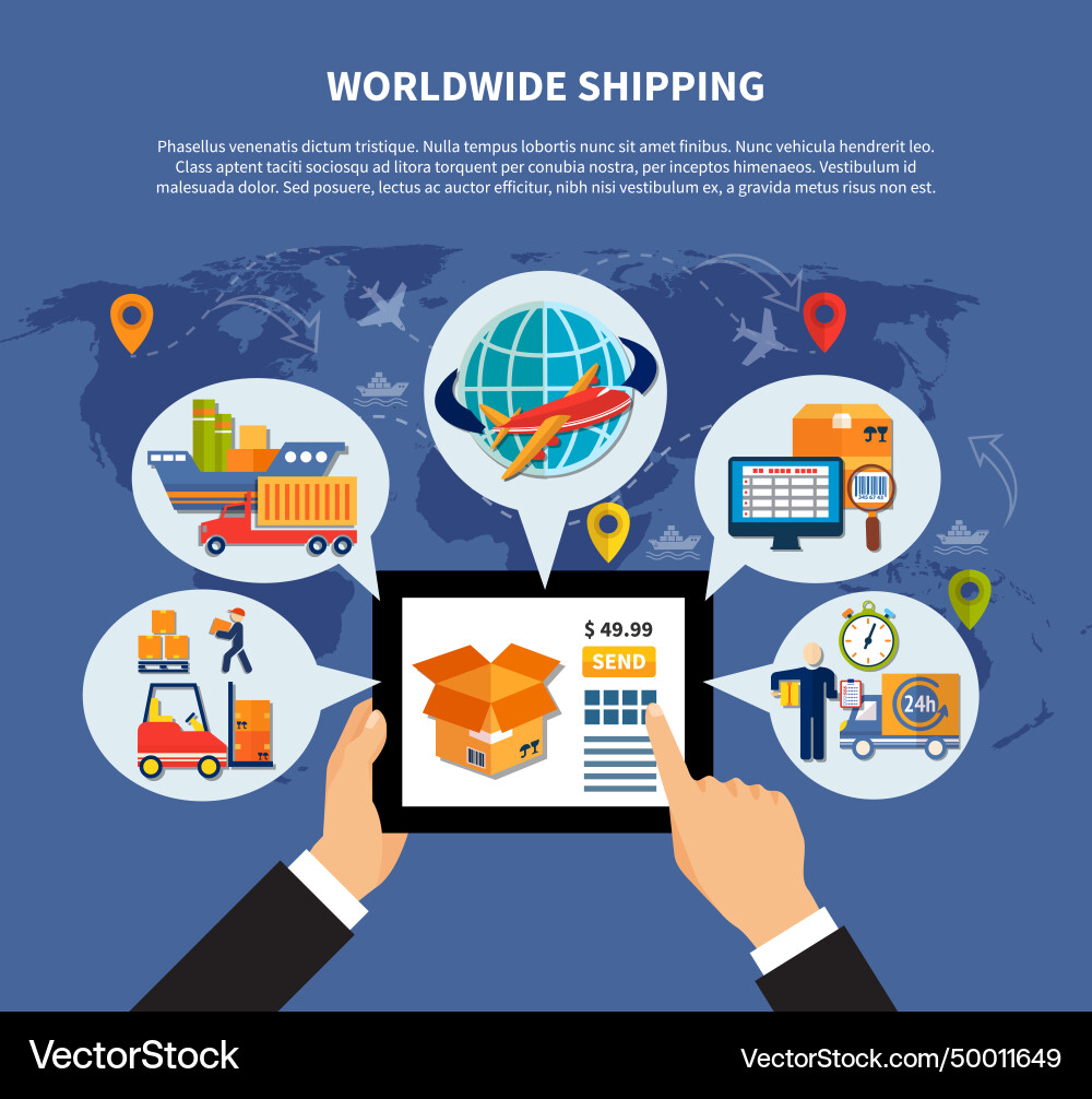 Colored logistic composition Royalty Free Vector Image