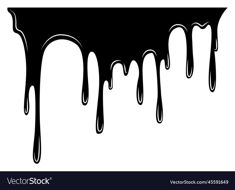 Paint dripping liquid flowing oil stain set Vector Image