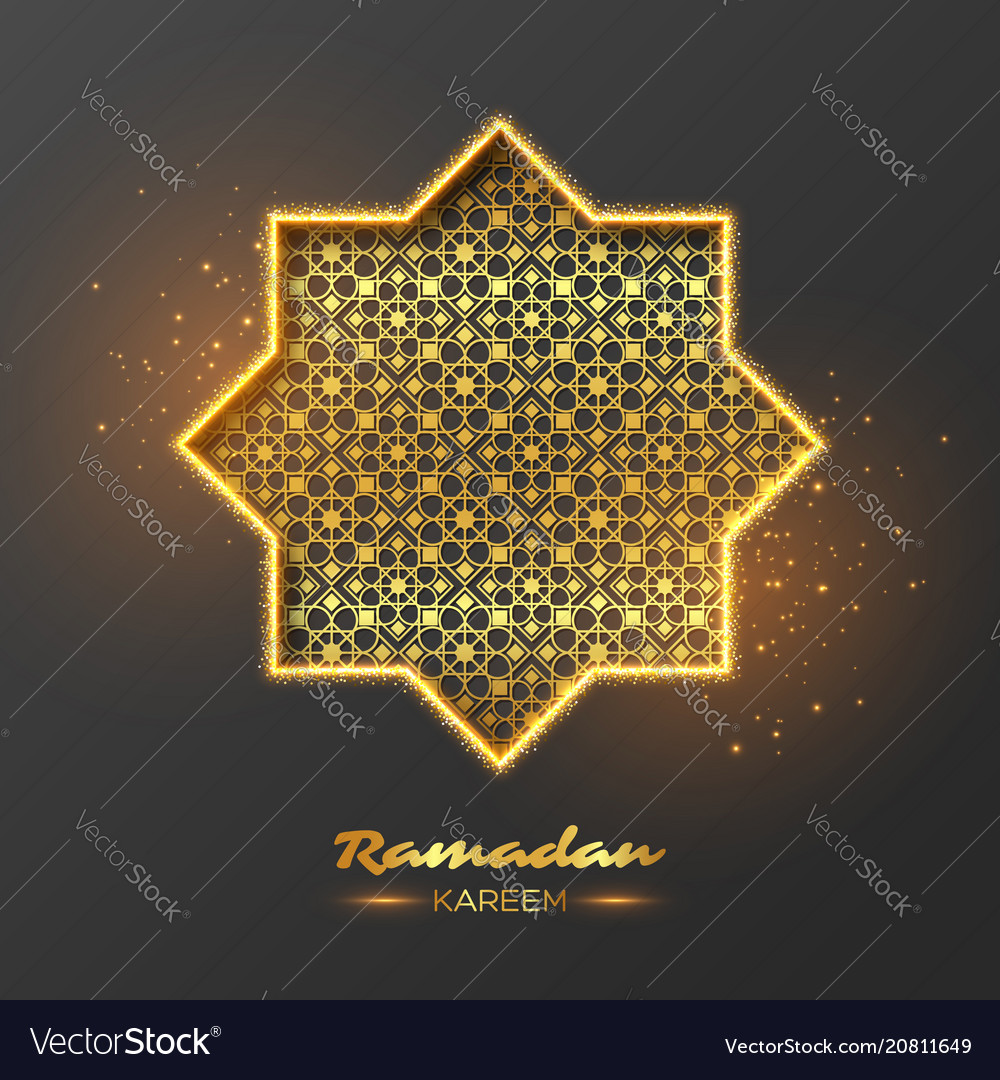 Ramadan kareem glitter octagon Royalty Free Vector Image