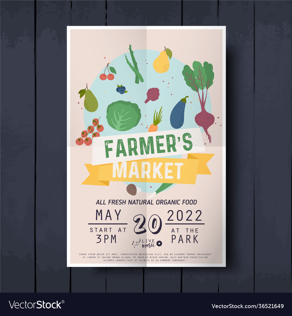 Vegetables farmer market sketch poster farm fresh Vector Image