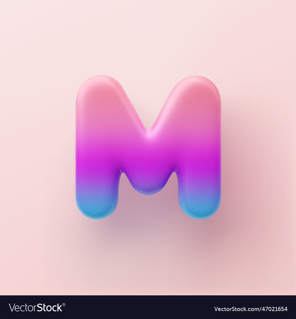 3d colorful gradient letter m on a light Vector Image