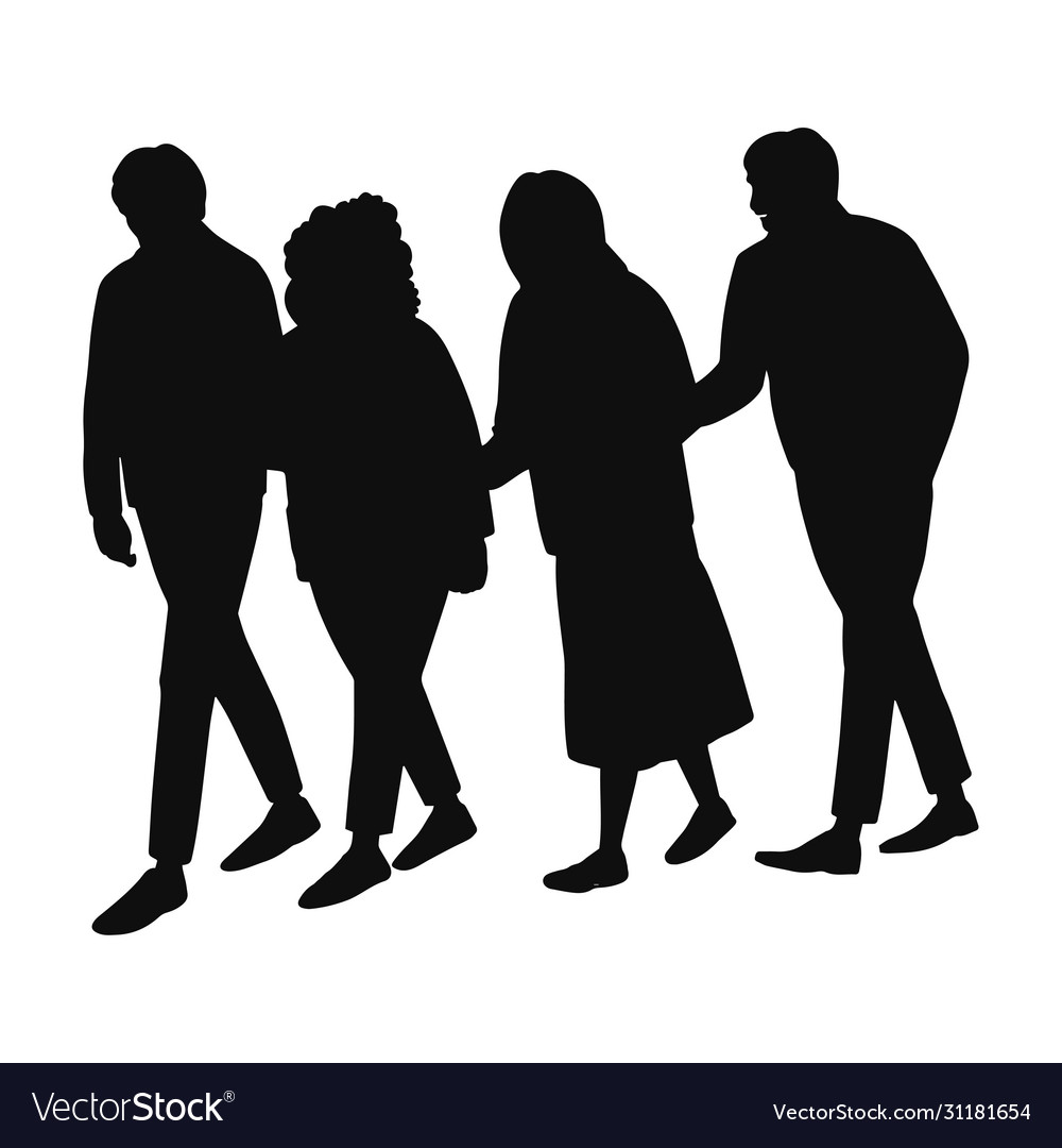 Happy senior people walking Royalty Free Vector Image