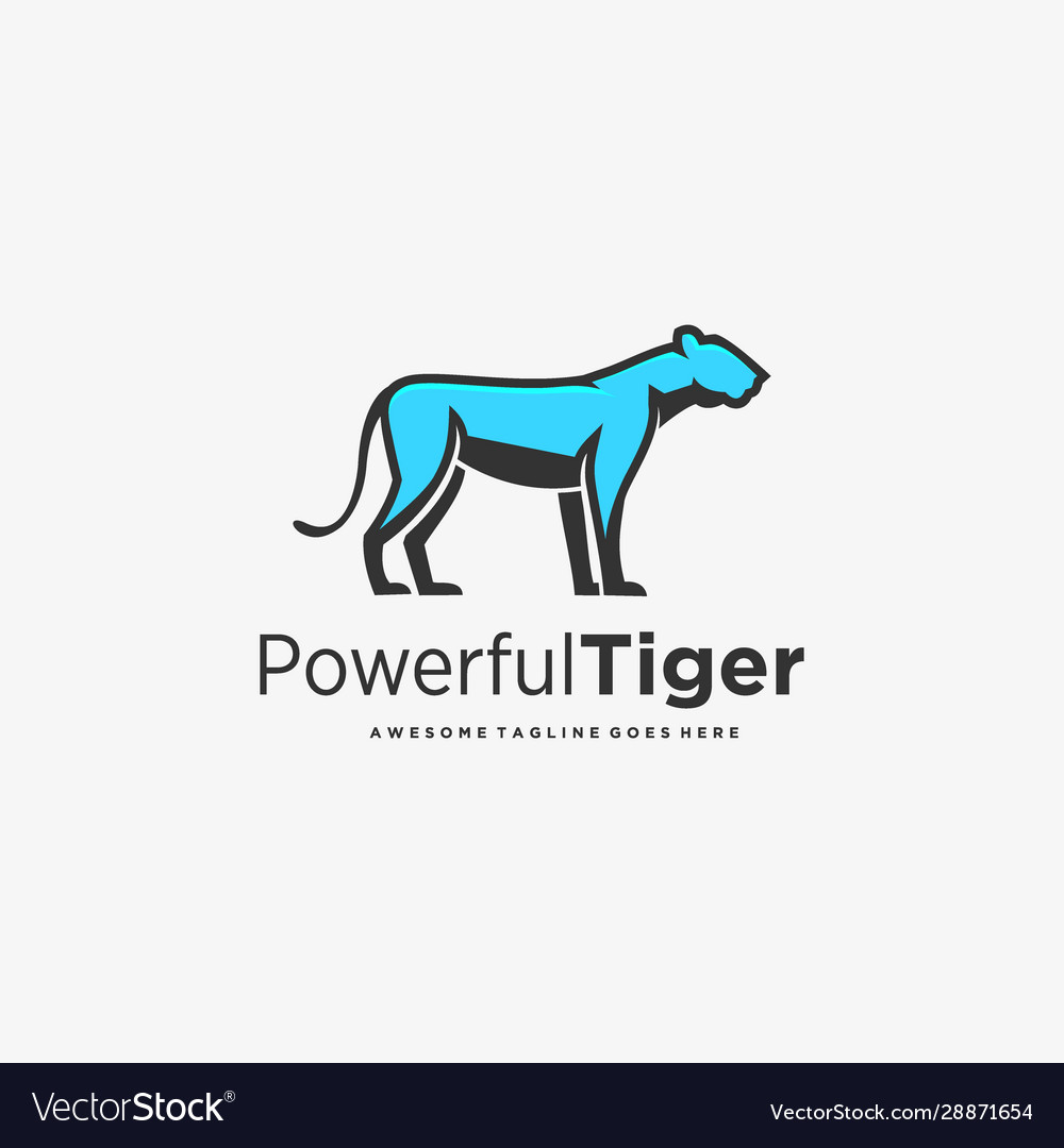 Logo power full tiger mascot cartoon Royalty Free Vector