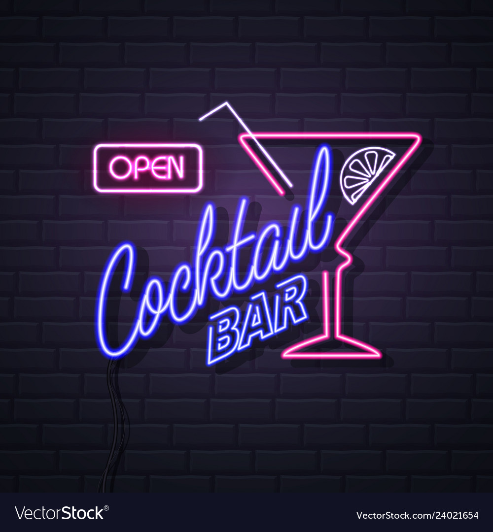 neon cocktail wall sign