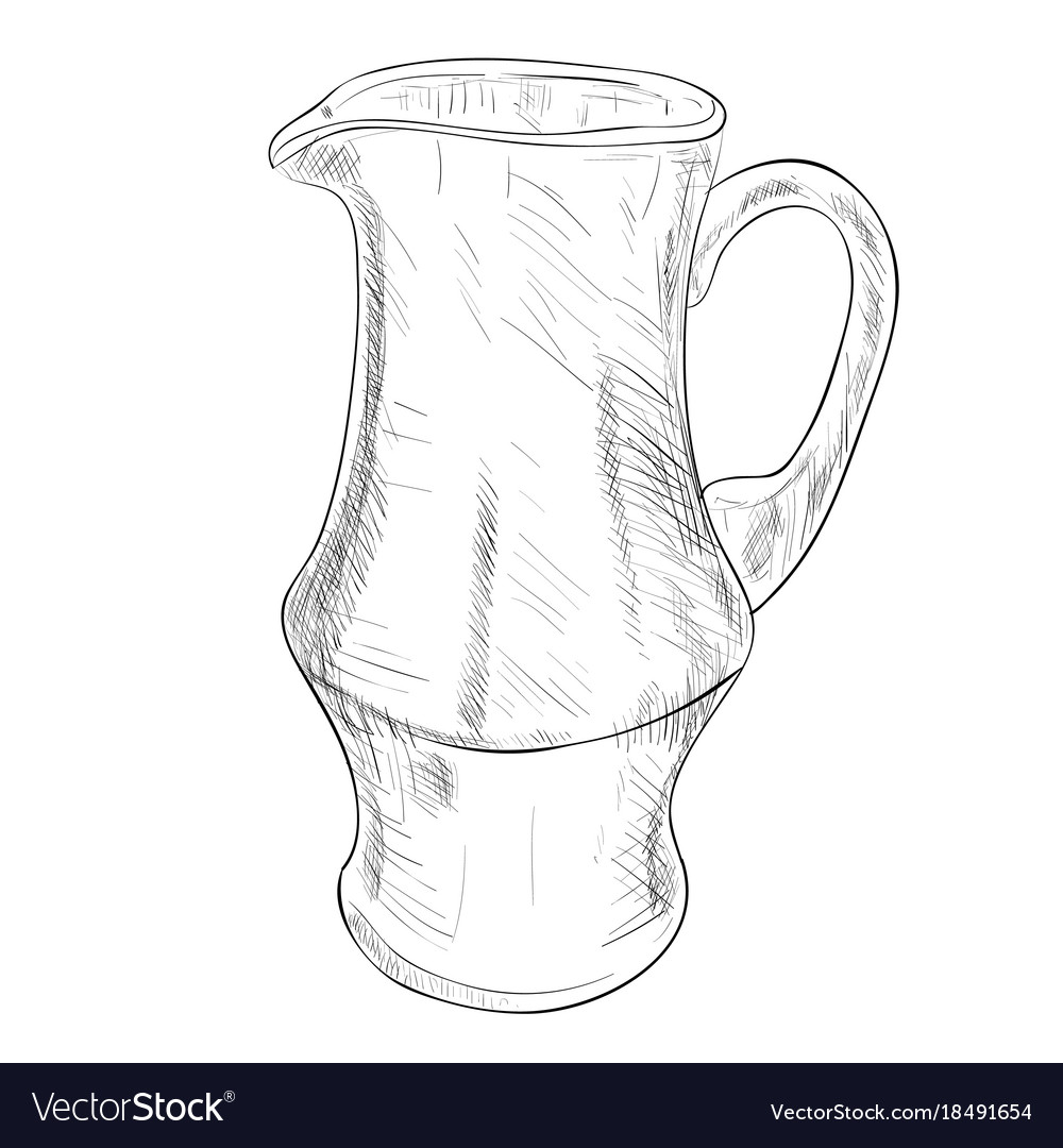 Hand Drawn Milk Jug and Glass of Milk with Daisy. Vector Sketch Stock  Vector - Illustration of linear, drawing: 90844186