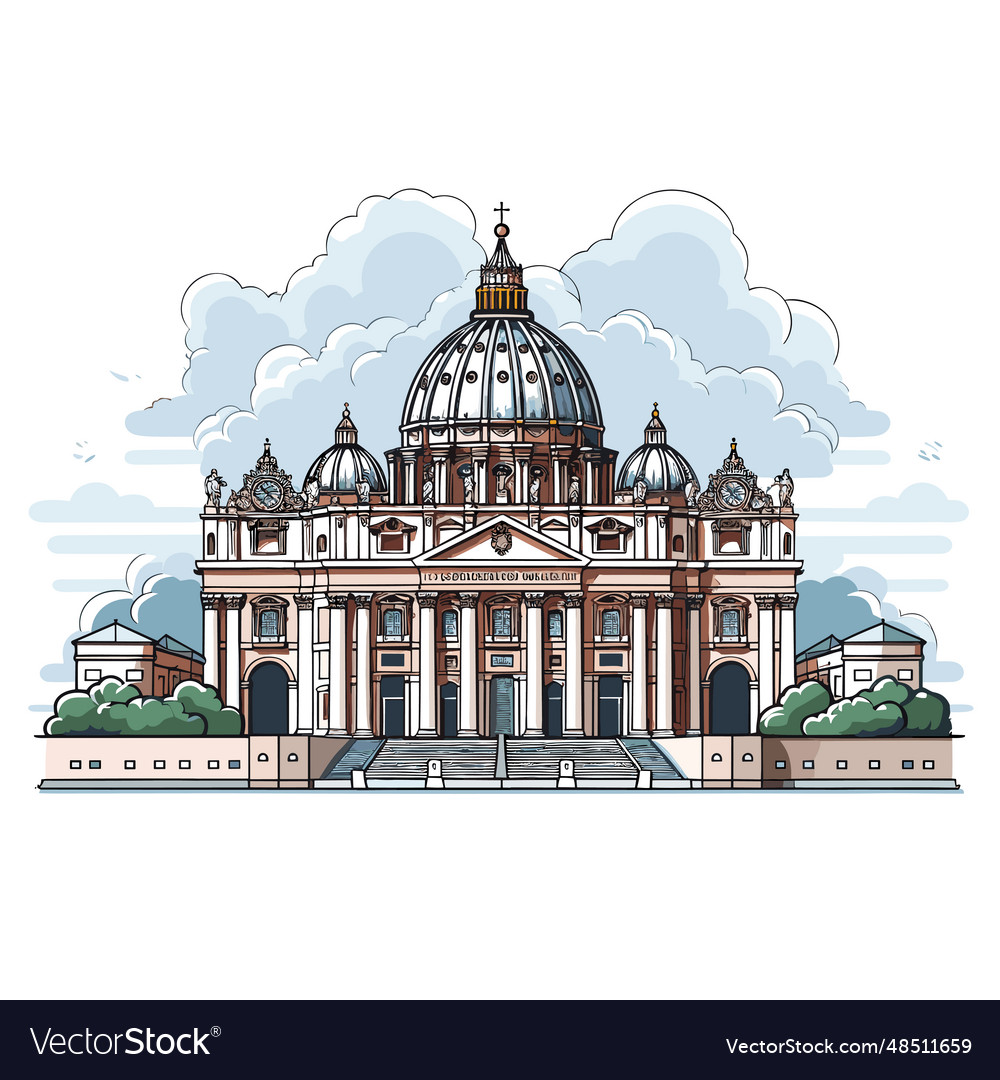 Basilica of saint peter hand-drawn comic Vector Image