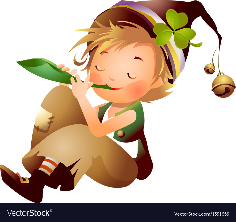 Boy blowing a flute Royalty Free Vector Image - VectorStock