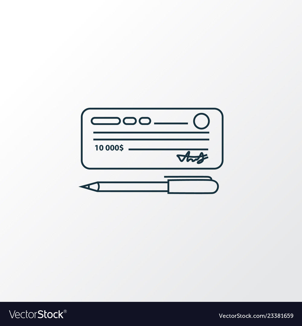 Cheque Icon Line Symbol Premium Quality Isolated Vector Image