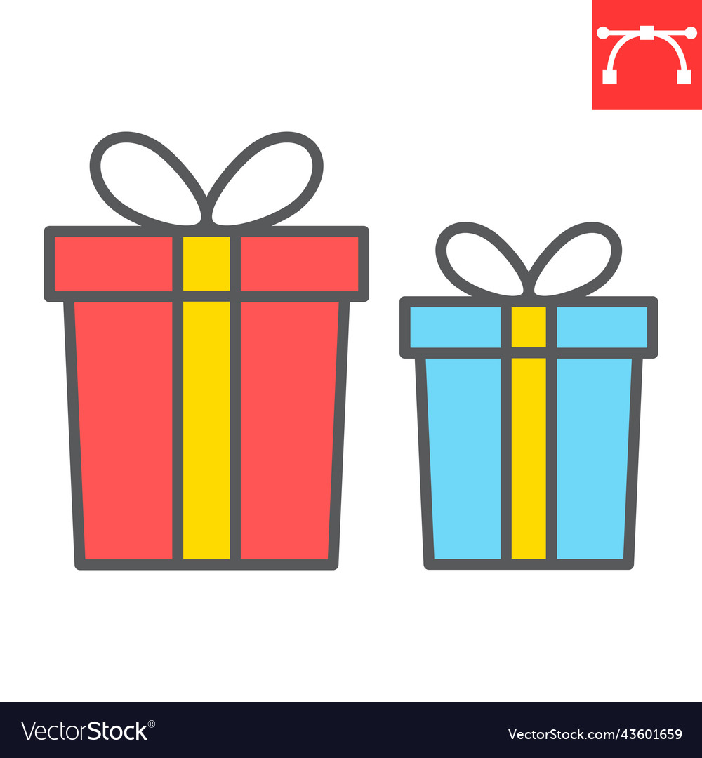 Gift boxes color line icon Royalty Free Vector Image