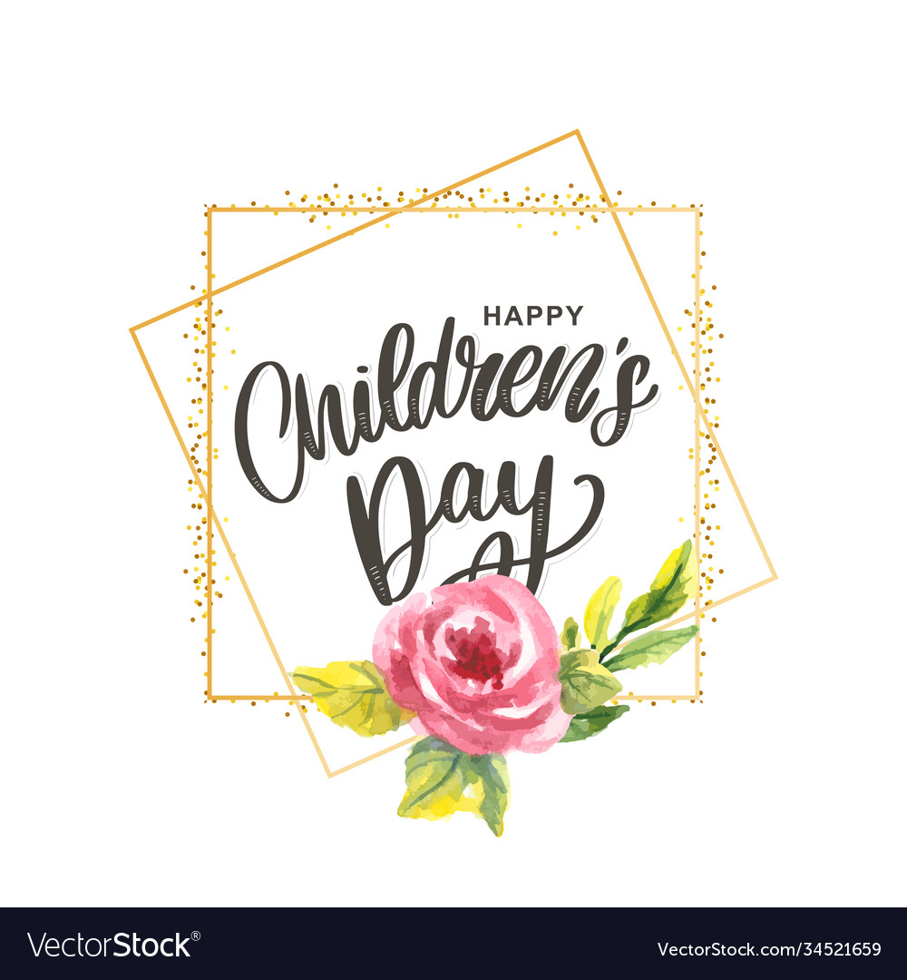 Happy children day cute greeting card with funny Vector Image Happy children day cute greeting card with funny Vector Image