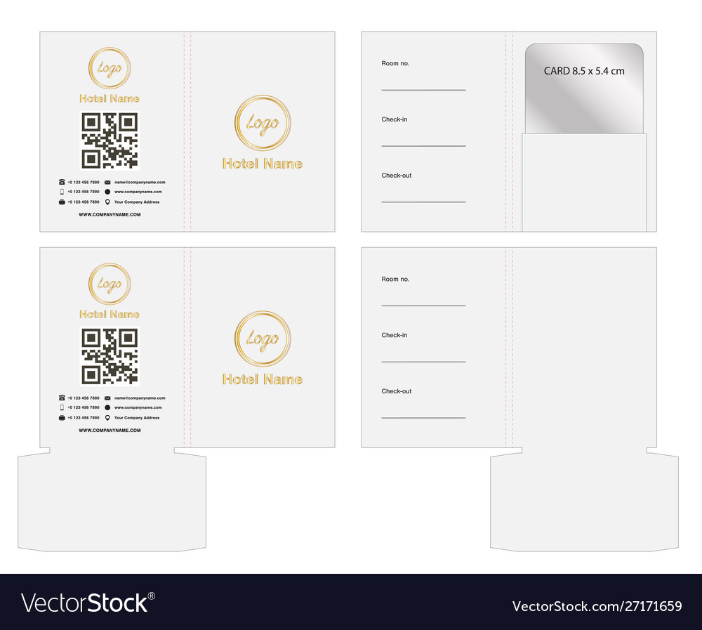 Key card envelope die-cut template mockup Vector Image In Hotel Key Card Template