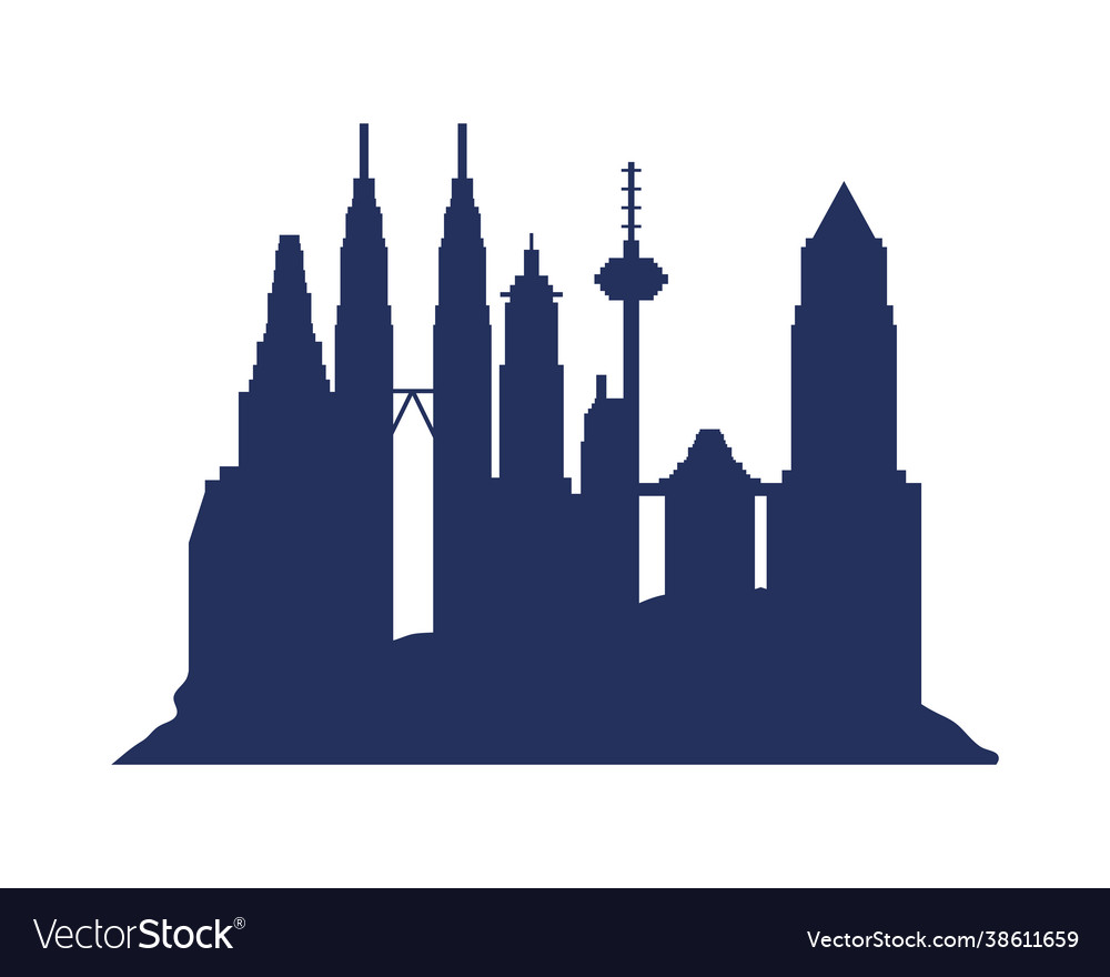 Malaysia cityscape silhouette Royalty Free Vector Image