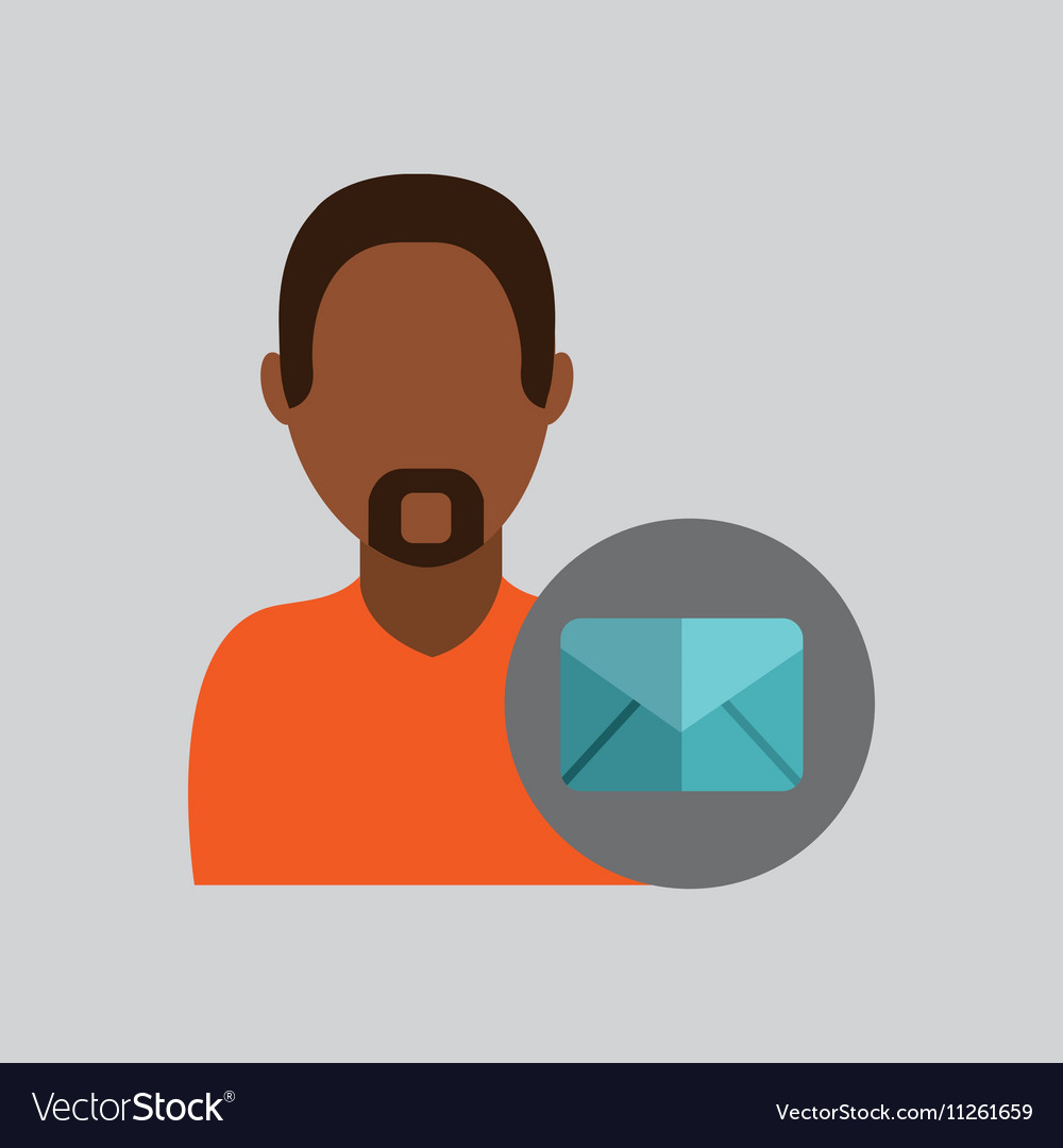 man african email message icon design graphic vector image