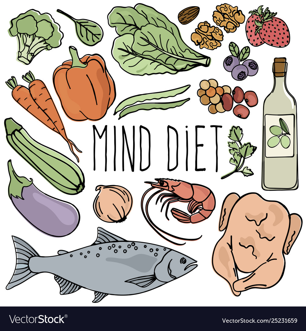 Mind diet healthy nutrition brain Royalty Free Vector Image